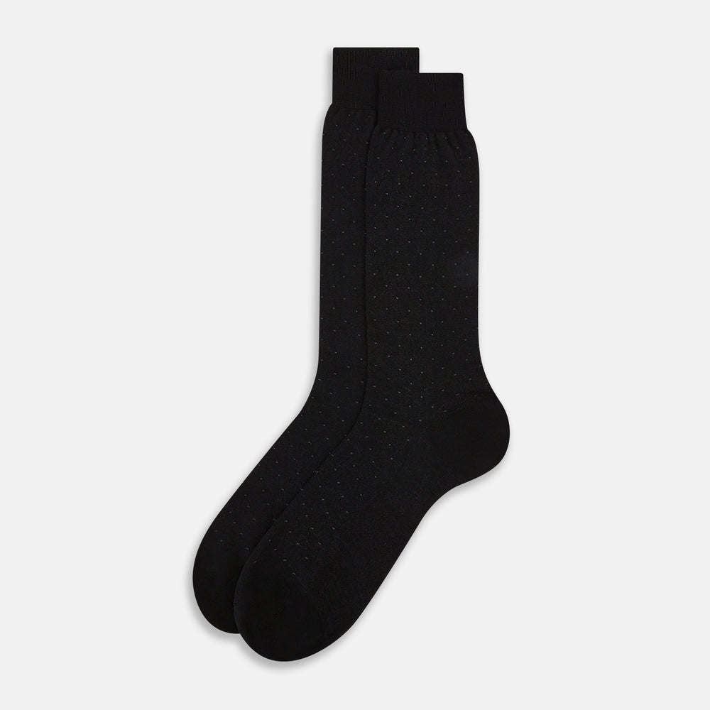 Black and Grey Dot Wool Mid-Length Socks 13