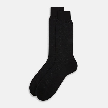 Black and Grey Dot Wool Mid-Length Socks Image 1