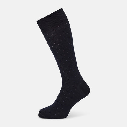 Navy and Royal Blue Dot Wool Mid-Length Socks