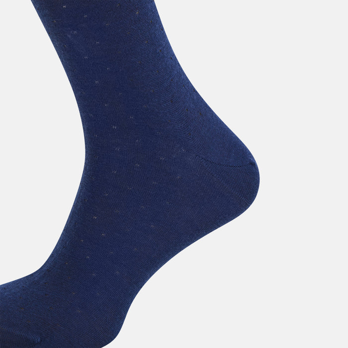 Avio Blue Dotted Wool Mid-length Socks Image 3