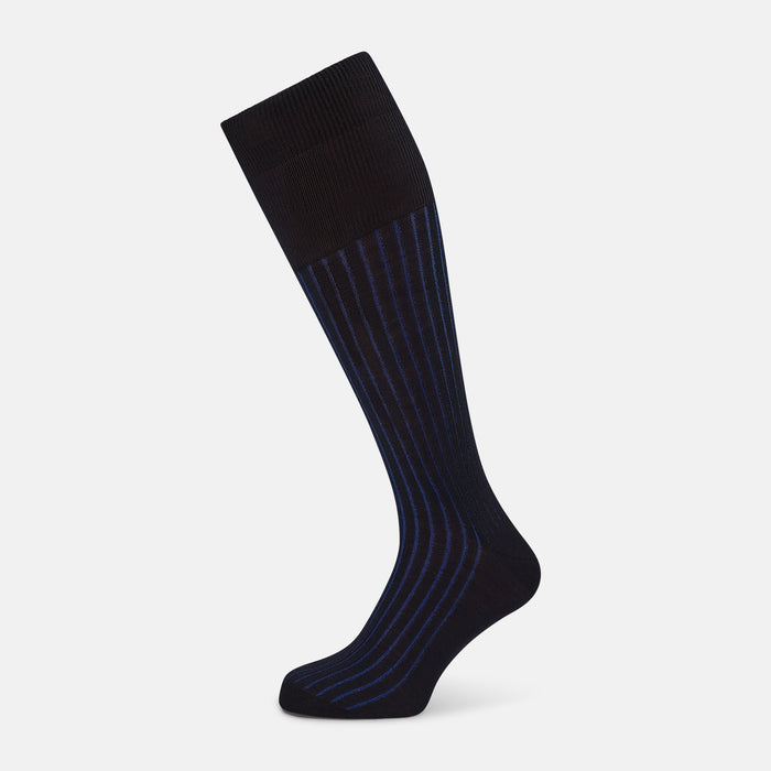 Navy and Blue Wool Blend Long Socks