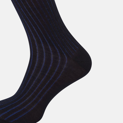 Navy and Blue Wool Blend Long Socks Image 3
