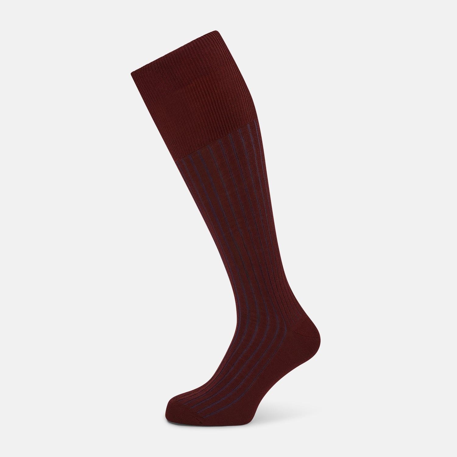 View 1 of product Burgundy and Blue Yarn Striped Wool Long Socks 13