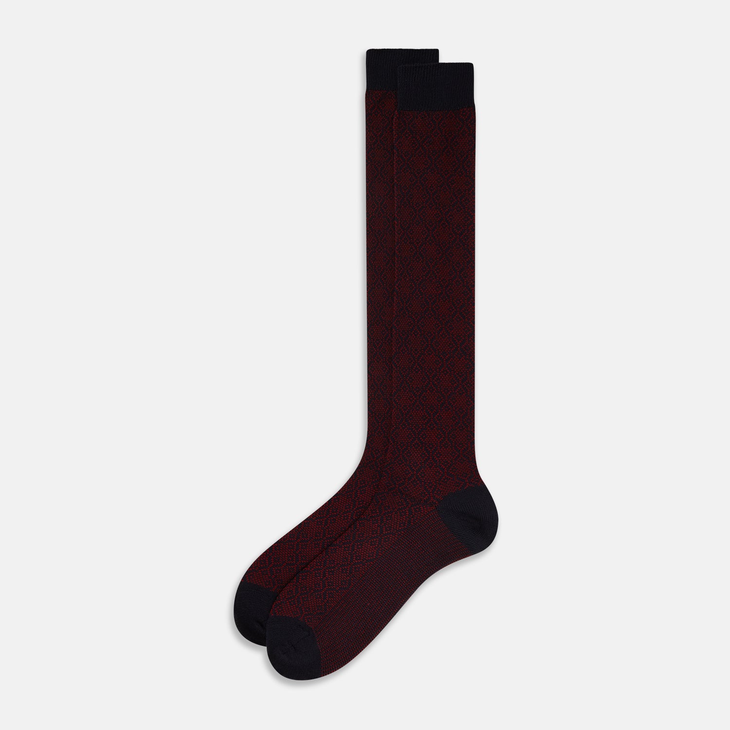 View 2 of product Burgundy and Navy Diamond Wool Long Socks 10.5