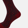 View 4 of product Burgundy and Navy Motif Wool Long Socks 13