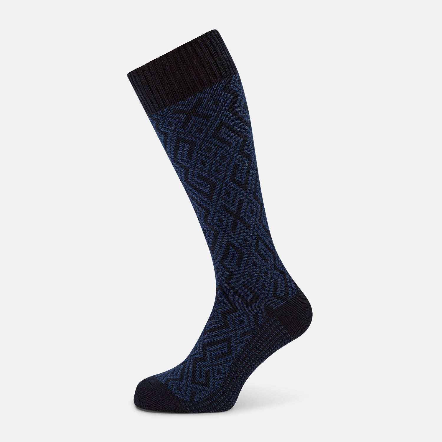 View 1 of product Navy Diamond Wool Mid-length Socks 13
