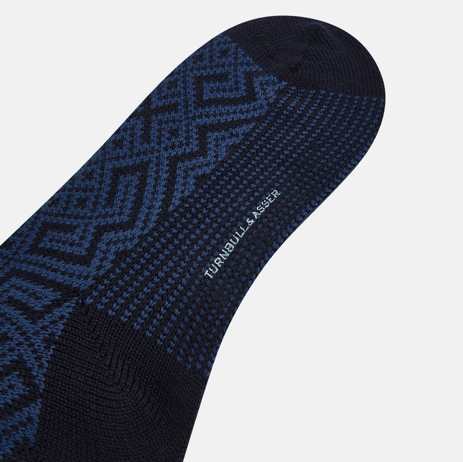 View 3 of product Navy Diamond Wool Mid-length Socks 13