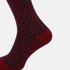 View 4 of product Burgundy and Navy Diamond Wool Mid-length Socks 13