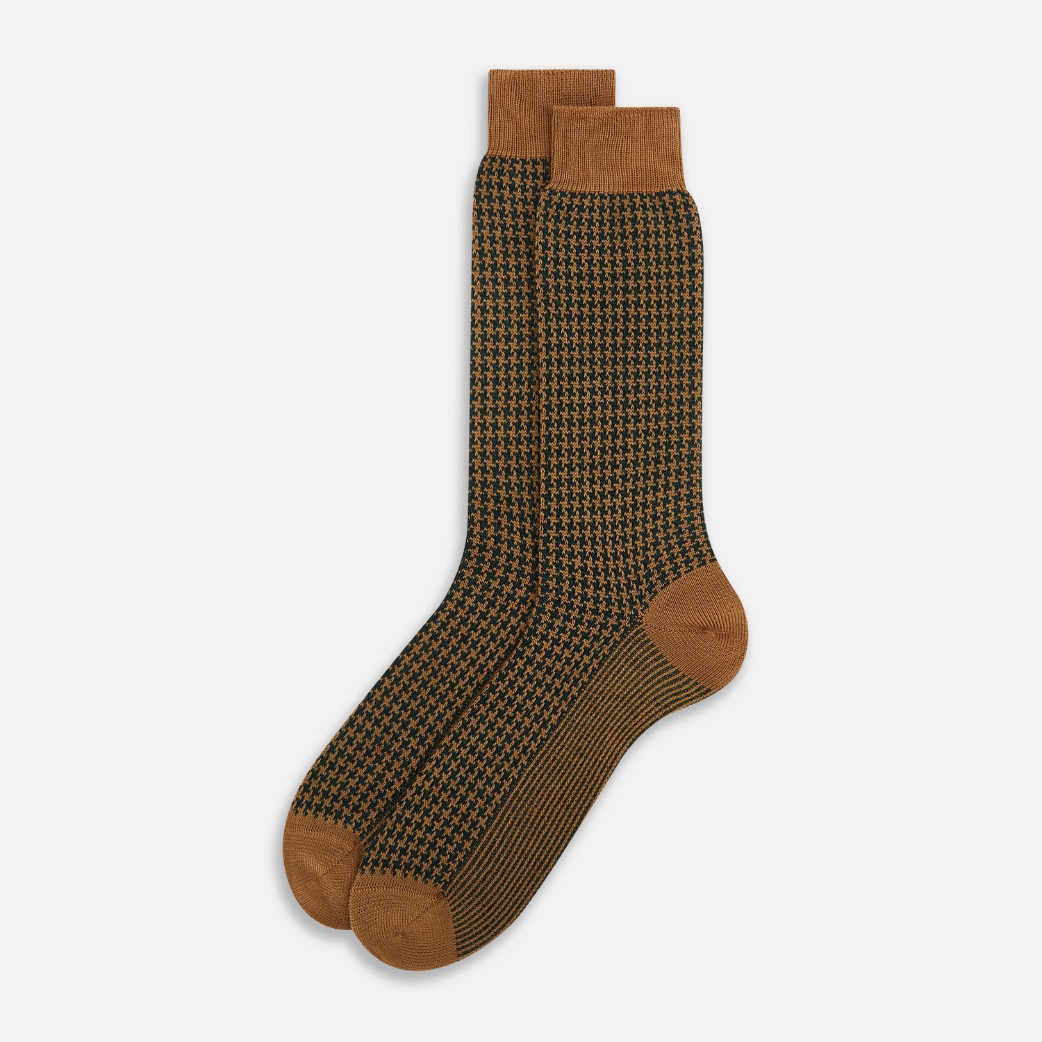 View 2 of product Forest Green & Peanut Motif Wool Mid-length Socks 10.5