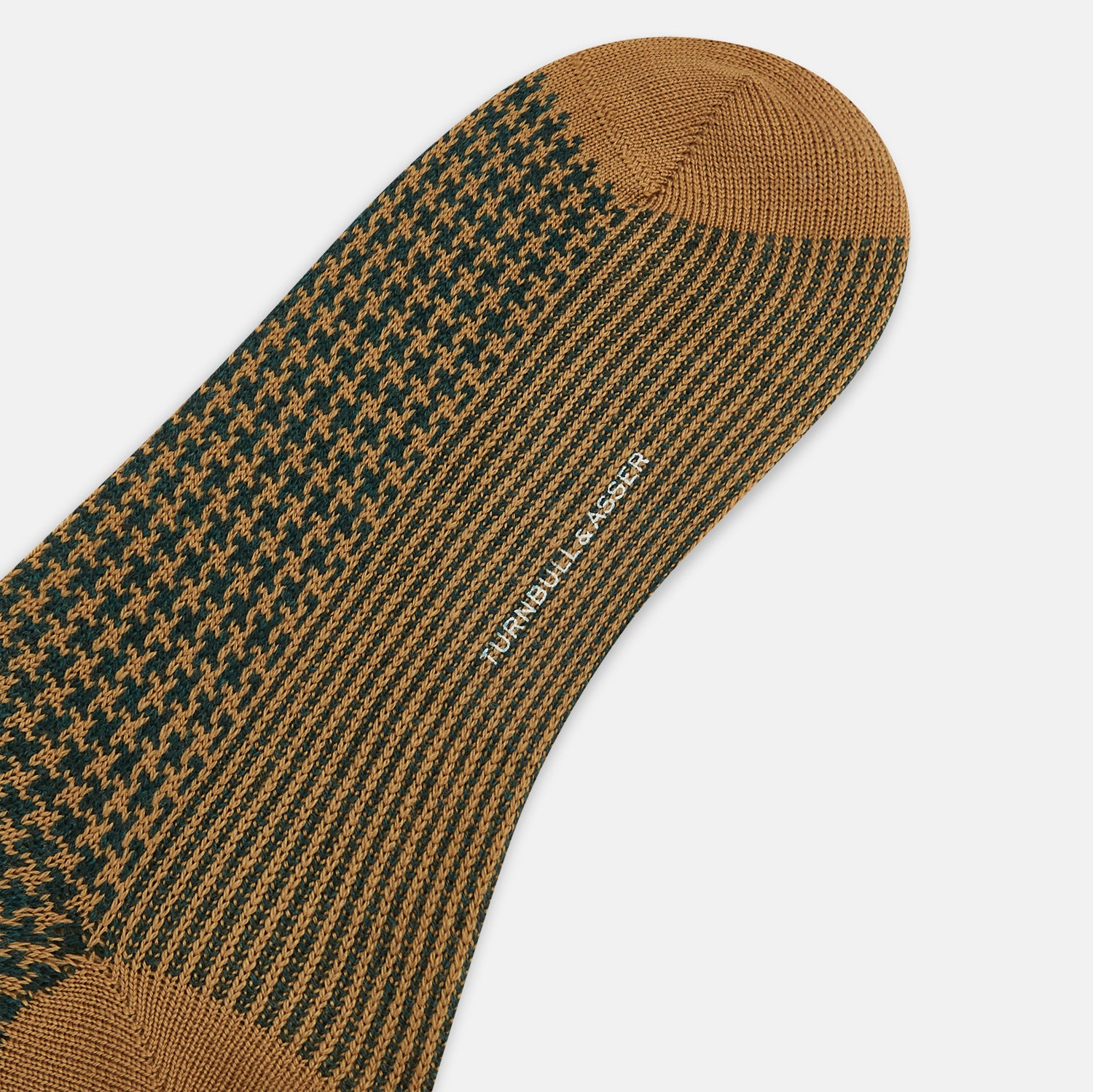 View 3 of product Forest Green & Peanut Motif Wool Mid-length Socks 10.5