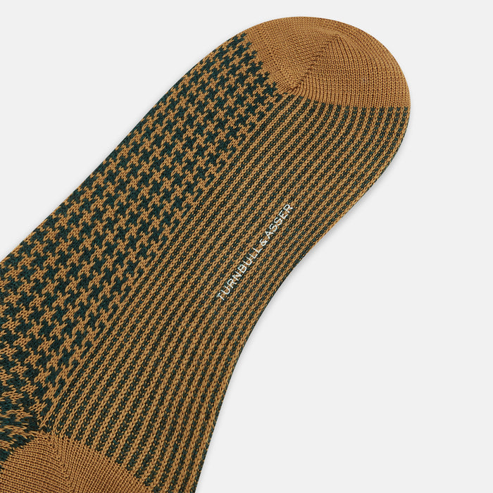 Forest Green & Peanut Motif Wool Mid-length Socks Image 2