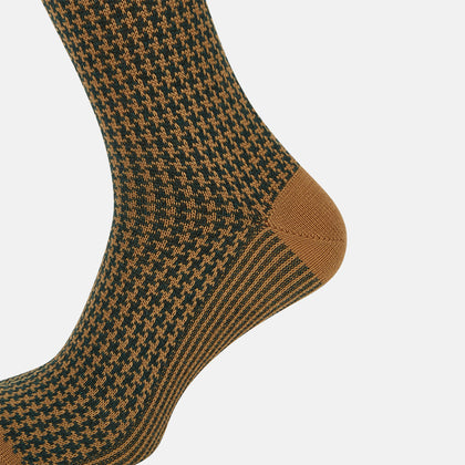 Forest Green & Peanut Motif Wool Mid-length Socks Image 3