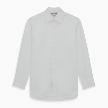 Plain White Cotton Shirt with T&A Collar and Double Cuffs Image 4