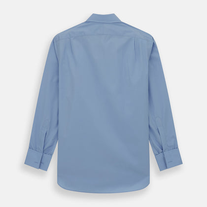 Blue Cotton Shirt with T&A Collar and Double Cuffs Image 4