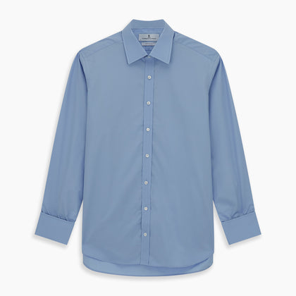 Blue Cotton Shirt with T&A Collar and Double Cuffs Image 5