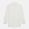 View 4 of product The Turnbull & Asser Cream Silk Mayfair Shirt features long sleeves, a classic collar, button-down front, and buttoned cuffs, shown laid flat on a white background.