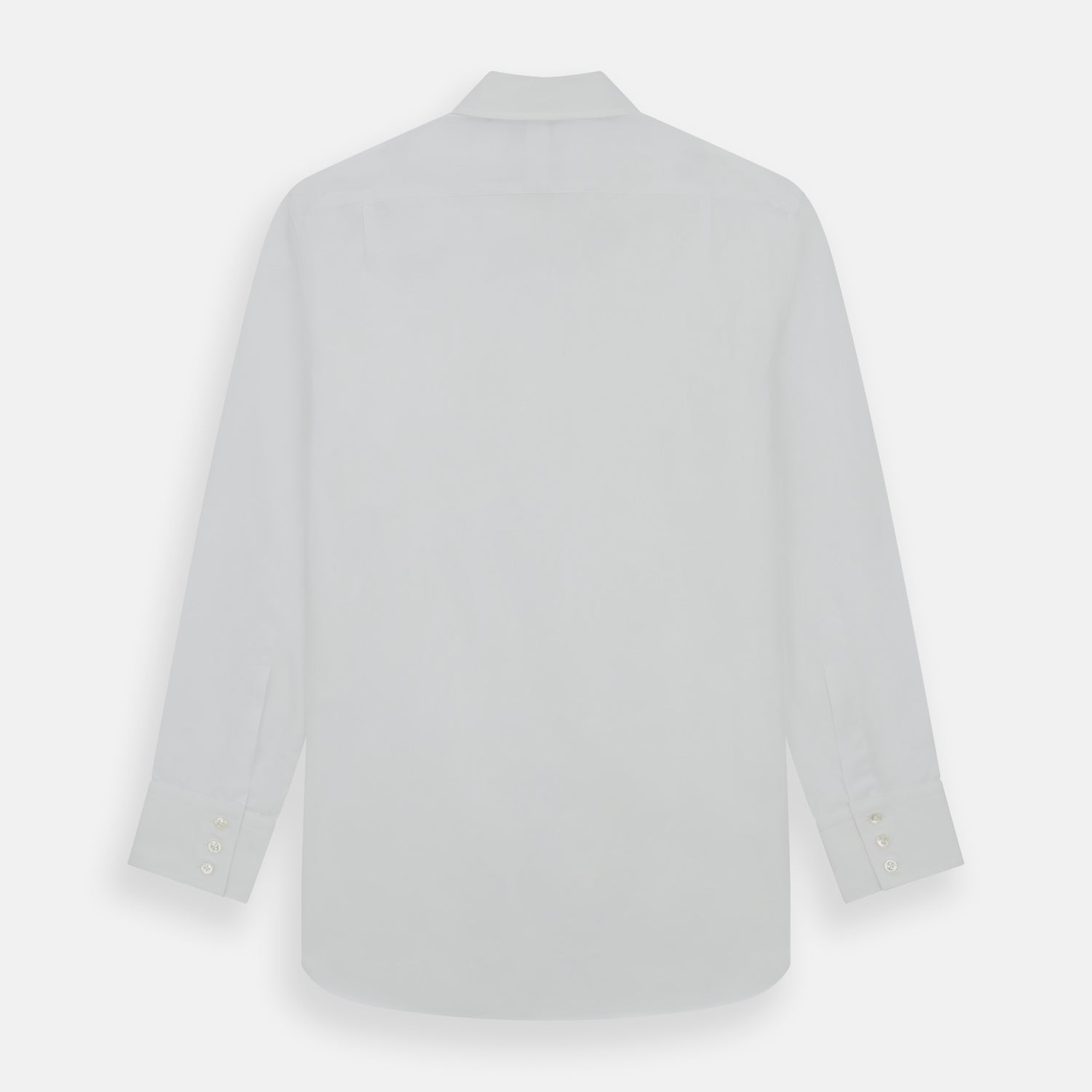 View 3 of product The Turnbull & Asser Plain White Cotton Shirt features a T&A collar, 3-button cuffs, and a timeless minimalist design, shown on a plain white background.
