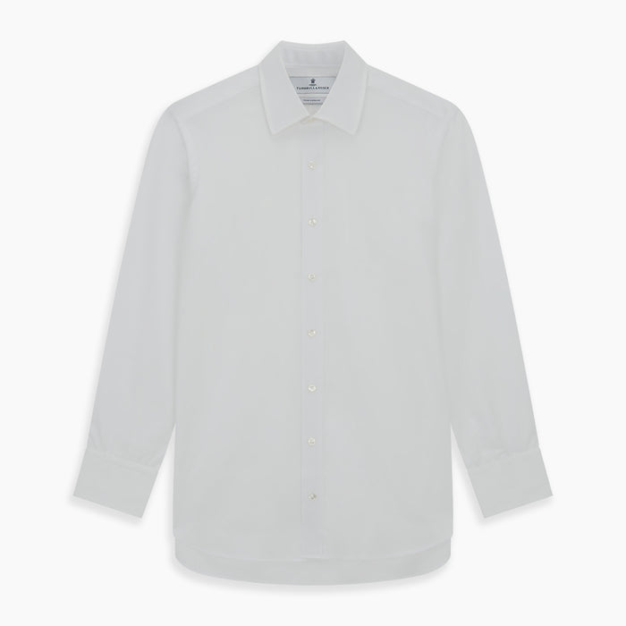 Plain White Cotton Shirt with T&A Collar and 3-Button Cuffs  Image 5