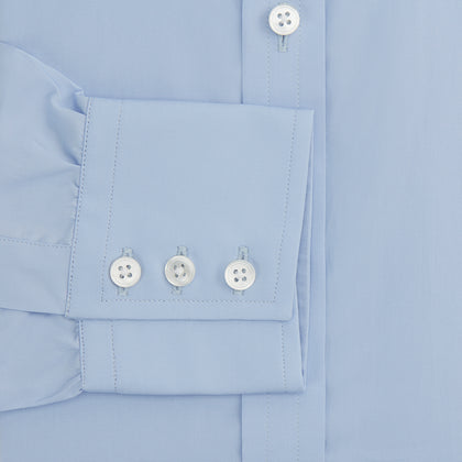 Blue Cotton Shirt with T&A Collar and 3-Button Cuffs Image 3