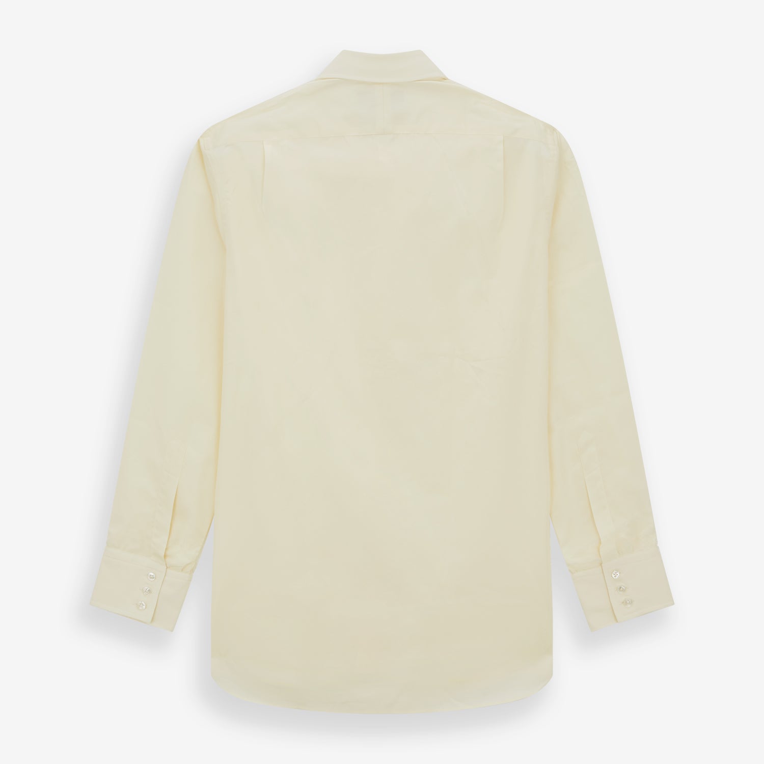 View 3 of product The Turnbull & Asser Cream Cotton Shirt features a T&A collar, button-up front, and 3-button cuffs, displayed on a plain white background.