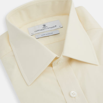 Cream Cotton Shirt with T&A Collar and 3-Button Cuffs Image 1