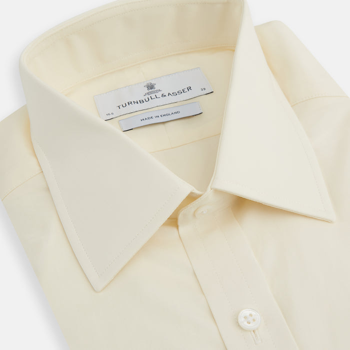 Cream Cotton Shirt with T&A Collar and 3-Button Cuffs Image 1