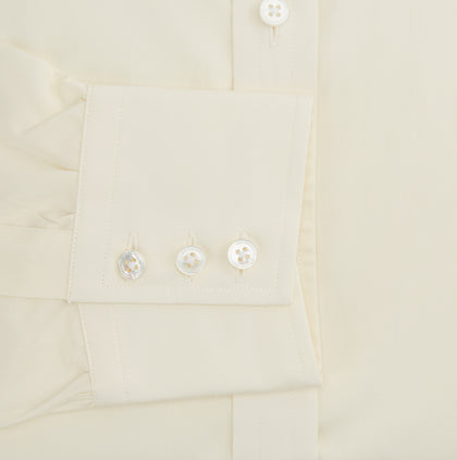 Cream Cotton Shirt with T&A Collar and 3-Button Cuffs Image 3