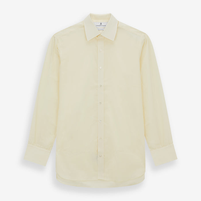 Cream Cotton Shirt with T&A Collar and 3-Button Cuffs