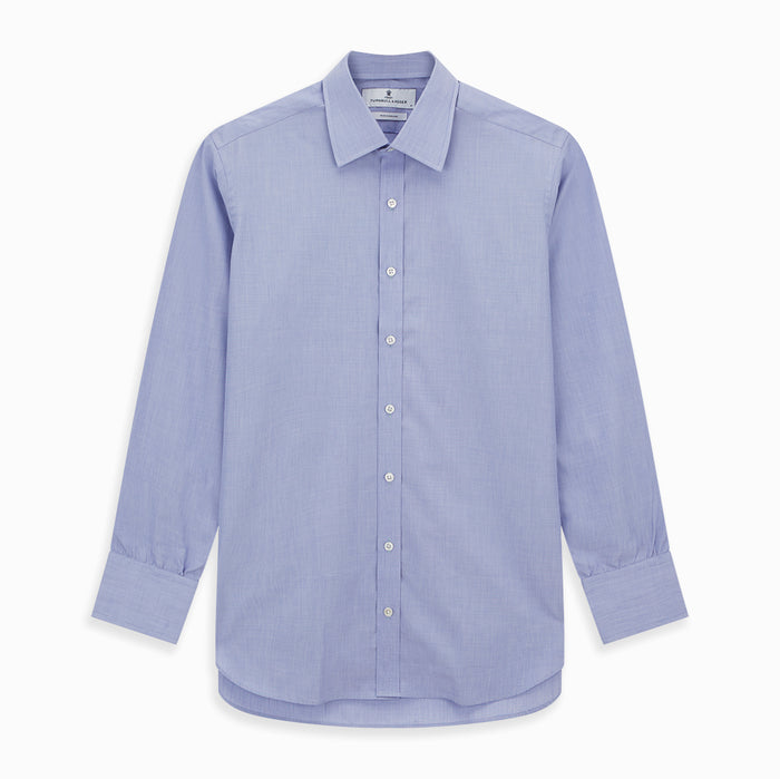 Blue End-on-End Cotton Shirt with T&A Collar and 3-Button Cuffs Image 5