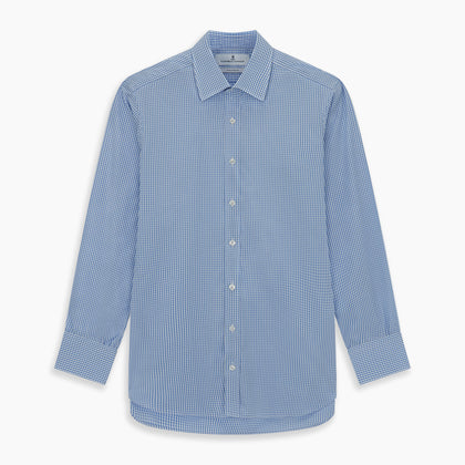 Light Blue Gingham Check Shirt with T&A Collar and 3-Button Cuffs Image 5