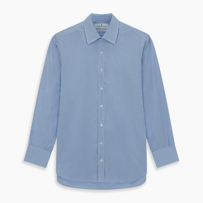 Light Blue Gingham Check Shirt with T&A Collar and 3-Button Cuffs Image 5