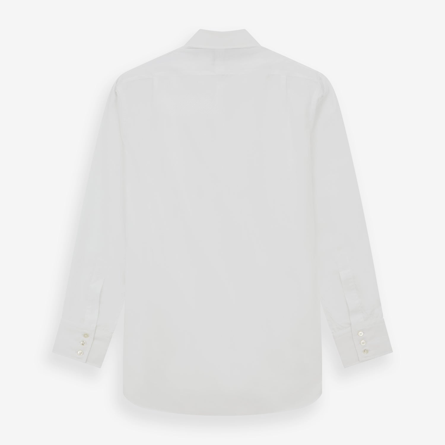 View 5 of product The Turnbull & Asser Two-Fold 200 White Cotton Shirt features a T&A collar and 3-button cuffs, crafted from breathable cotton and shown on a plain white background.