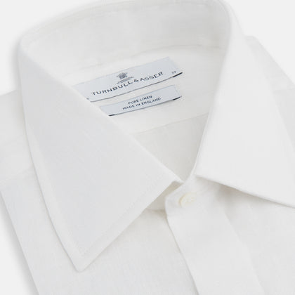 White Linen Shirt with T&A Collar and 3-Button Cuffs Image 1