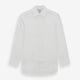 The Turnbull & Asser White Linen Shirt features a T&A collar and 3-button cuffs—an essential summer staple, shown here laid flat on a white background.