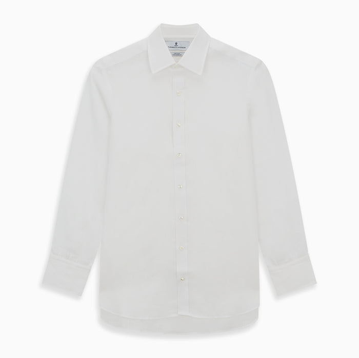 White Linen Shirt with T&A Collar and 3-Button Cuffs Image 5