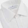 View 2 of product The Turnbull & Asser White Marcella Dress Shirt features a T&A collar, double cuffs, a classic bib front, and a button-down design—ideal for formal occasions. Displayed against a plain white background.