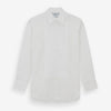View 1 of product The Turnbull & Asser White Marcella Dress Shirt features a T&A collar, double cuffs, a classic bib front, and a button-down design—ideal for formal occasions. Displayed against a plain white background.