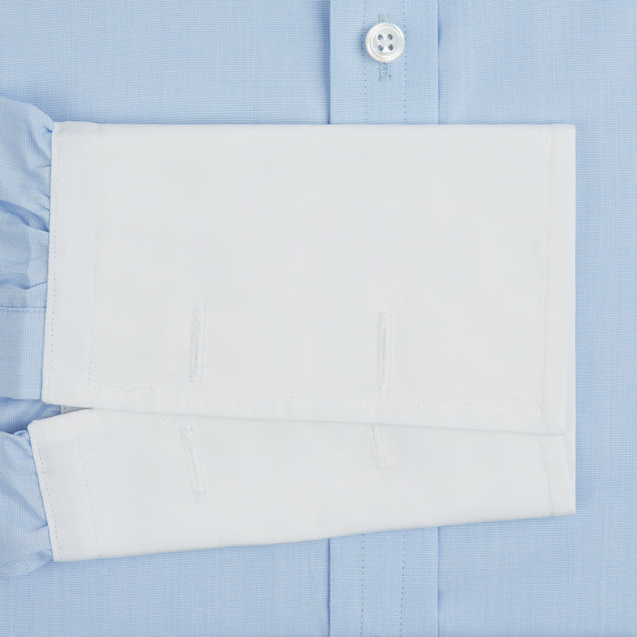 Light Blue End-on-End Shirt with Contrast T&A Collar and Double Cuffs Image 2