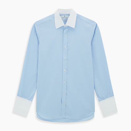 Light Blue End-on-End Shirt with Contrast T&A Collar and Double Cuffs Image 5