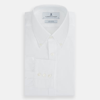 White Royal Oxford Cotton Shirt with Button-Down Collar and 3-Button Cuffs Image 4