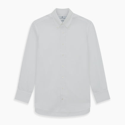 White Royal Oxford Cotton Shirt with Button-Down Collar and 3-Button Cuffs Image 5