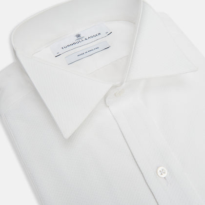White Cotton Dress Shirt with Wing Collar and Double Cuffs Image 1