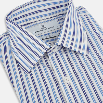 Blue and Navy Multi Stripe Mayfair Shirt Image 1