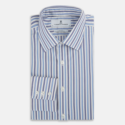 Blue and Navy Multi Stripe Mayfair Shirt Image 4
