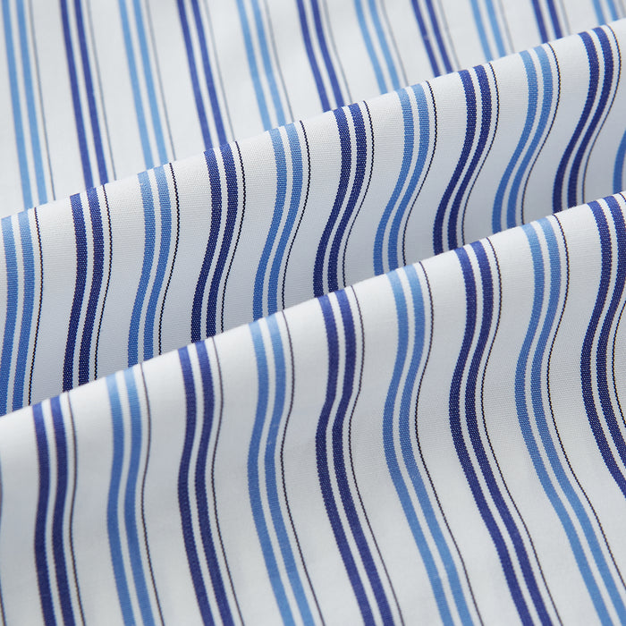 Blue and Navy Multi Stripe Mayfair Shirt Image 5