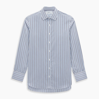 Blue and Navy Multi Stripe Mayfair Shirt Image 6