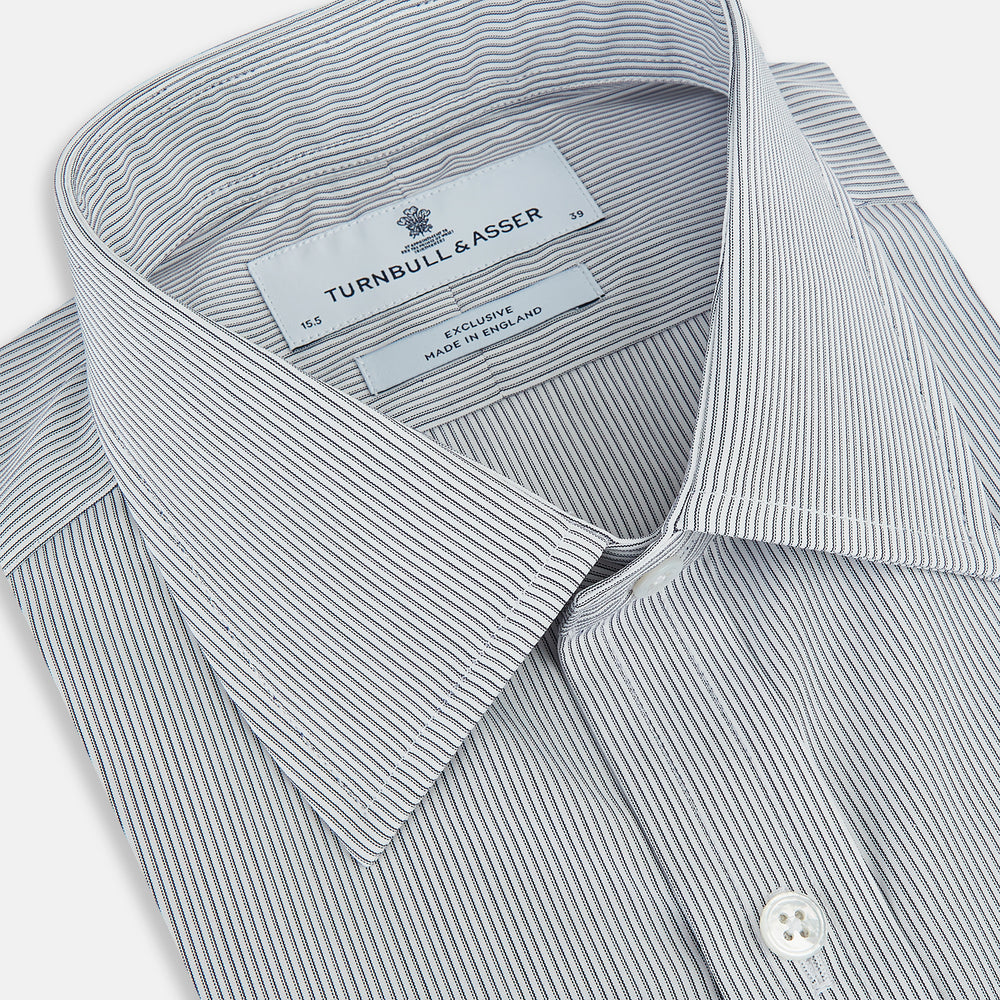 Navy Ripple Double Pinstripe Mayfair Shirt 14.5