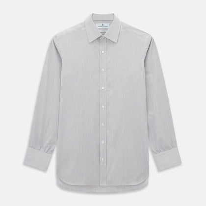 SHIRTS RF NEW T&A COLLAR 3BC WH W/ BROWN STRIPE