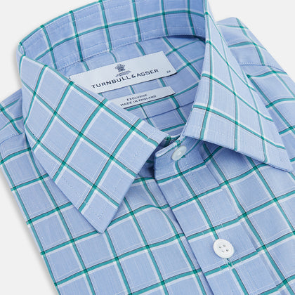 Blue and Green Windowpane Mayfair Shirt Image 1