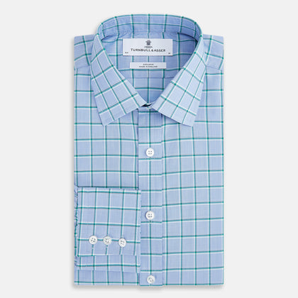 Blue and Green Windowpane Mayfair Shirt Image 4